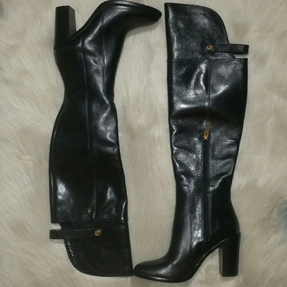 Louise et Cie Black Leather Knee-High Block Heel Boots